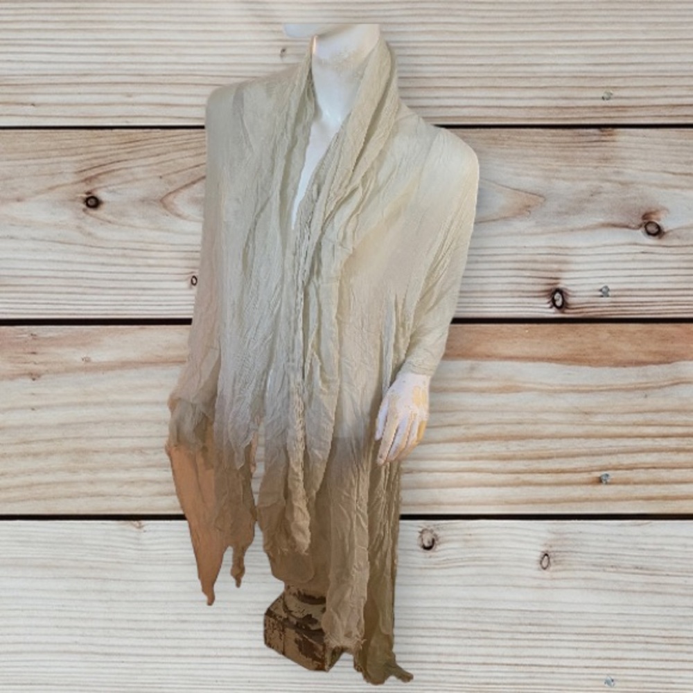 🤑 10/$100 Boho chic bohemian cream sheer thin knit fringe thin knit scarf